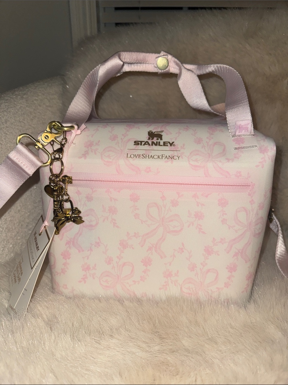 LoveShackFancy x Stanley Pink Floral Cooler with Gold Charms